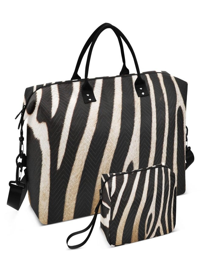Aflyko Animal Print Travel Duffel Bag - Vintage Zebra Skin Sport Tote Gym Weekender Overnight Carry On Fitness Dance Go-To Daily Bag - Image 1